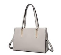 Miss Lulu Sac à bandoulière pour femme - Grand sac à main élégant - En cuir synthétique - Sac à bandoulière réglable, gris, Rétro
