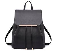 Miss Lulu Sac à Dos en Simili Cuir pour Femme College Voyage Noir