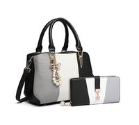 Miss Lulu Sac à Main D'épaule et Portefeuille Femme Moyenne Sacoche Bandoulière Perle Cristal en Simili Cuir