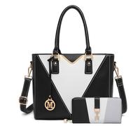 Miss Lulu Sac à Main Femme - Ensemble de 2 Pièces avec Bandoulière en Cuir, Portefeuille Long en Forme de V