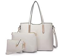 Miss Lulu Sac à Main Femme Ensemble de 3 Pièces,PU Grand Sac Cabas Femme, Carte Poche Bandoulière Réglable