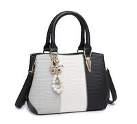 Miss Lulu Sac à Main et Épaule pour Femme en PU - Design Tri Couleur avec Élégante Décoration de Perles - Sac Bandoulière Chic et Polyvalent