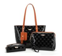 Miss Lulu Sac à main femme-Sac cabas femme 3 pièces en cuir PU brillant artificie-Grand capacité, dimensions variées pour travail école shopping et voyage