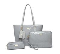 Miss Lulu Sac à main femme-Sac cabas femme 3 pièces en cuir PU brillant artificie-Grand capacité, dimensions variées pour travail école shopping et voyage
