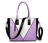 Miss Lulu Sac à Main Femme Tricolore en Simili Cuir Cabas en V