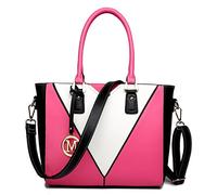 Miss Lulu Sac à Main Femme Tricolore en Simili Cuir Cabas en V