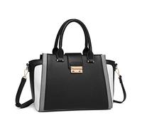 Miss Lulu Sac à main rétro Boston avec poignée et compartiment magnétique, Noir., Rétro