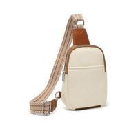 Miss Lulu Tendance Sac Banane pour Femme, Sac Bandoulière Crossbody Bag Homme, Design Rétro (Beige et marron)