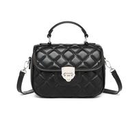 Miss Lulu Sac Bandoulière Croisée Femme en Cuir PU avec Matelassage, Bandoulière Réglable, Petit pour les Courses et l’Usage Quotidien (Noir)