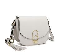 Miss Lulu Sac Bandoulière Femme Élégant Petit en Simili Cuir avec Rabat et Boucle Métallique, Sac à Main avec Poches Multiples et Fermeture Éclair, Idéal Travail, Sorties et Quotidien (Blanc)