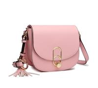 Miss Lulu Sac Bandoulière Femme Élégant Petit en Simili Cuir avec Rabat et Boucle Métallique, Sac à Main avec Poches Multiples et Fermeture Éclair, Idéal Travail, Sorties et Quotidien (Rose)