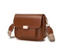 Miss Lulu Sac Bandoulière Femme Similicuir Vintage, Sac à Épaule Carré Femmes avec Ceinture Éponge Jacquard Éthnique, Petit Sac à Main pour Travail, Rendez-Vous et Courts Voyages (Marron)