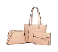 Miss Lulu Sac à Main Cuir PU Grand Sac Fourre Élégant Épaule Lot de 4, 4 en 1 Sac fourre-Tout avec Pochette Set Cabas Femme
