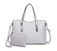 Miss Lulu Sac cabas fourre-tout pour femme en cuir synthétique, sac portés épaule avec pochette à main, bandoulière navy bleu pour le cours de lycee travaille voyagent et shopper blanc