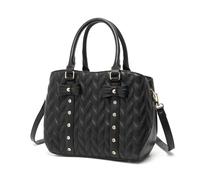 Miss Lulu Sacs à Main pour Femmes, Sacs à Poignée Supérieure Matelassés de Créateur pour Dames avec Nœud, Grand Sac à Bandoulière en Cuir PU pour le Travail, l'École, les Voyages (Noir)