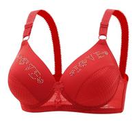 Miss Mary of Sweden Soutien Gorgé Grande Taille Middle and Elderly Bra Without Ring Through The Cup Gathered Large Size Honeycomb Breathable Thin Bra Mom Soutien Gorge sans Armature Red 36
