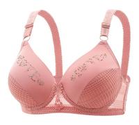 Miss Mary of Sweden Soutien Gorgé Grande Taille Middle and Elderly Bra Without Ring Through The Cup Gathered Large Size Honeycomb Breathable Thin Bra Mom Soutien Gorge sans Armature Pink 36