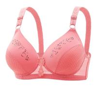 Miss Mary of Sweden Soutien Gorgé Grande Taille Middle and Elderly Bra Without Ring Through The Cup Gathered Large Size Honeycomb Breathable Thin Bra Mom Soutien Gorge sans Watermelon Red 42