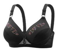 Miss Mary of Sweden Soutien Gorgé Grande Taille Middle and Elderly Bra Without Ring Through The Cup Gathered Large Size Honeycomb Breathable Thin Bra Mom Soutien Gorge sans Armature Black 38
