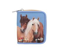 Depesche Portefeuille Miss Melody 13212 - Bleu clair motif chevaux et fleurs, pour pièces & cartes