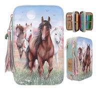 Depesche 13121 Miss Melody Hoof Clatter Pencil Case 3 Compartments in Pale Green