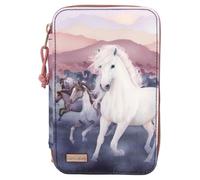 Miss Melody - Triple Pencil Case With Quilting Night Horses ( 041251