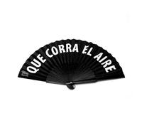 Miss Miserable - Éventail de course d'air -Ventilateur à main, Noir avec lettres blanches, 21 cm, Moderne