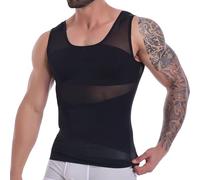 MISS MOLY Gaine amincissante Débardeur élastique sans manches T-shirt de compression Body Shaper Gilets chemise modelante pour hommes, Noir , 3XL