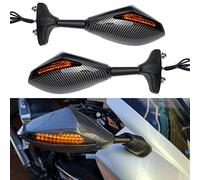 MISS MOLY Noir Moto Clignotant Rétroviseur avec LED Indicateur de flèche Compatible avec CBR GSXR YZF (Carbone)