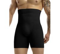 MISS MOLY Shapewear Boxer Homme Taille Haute Compression Shorts de Compression Sans Couture Sous-vêtements Minceur Body Shaper Ventre Contrôle Ventre Chemin Rétro Shorts, Noir , S
