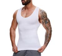 MISS MOLY Shapewear Maillot de corps gainant pour homme - Débardeur de compression élastique - Sans manches, Blanc., S