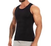 MISS MOLY Shapewear T-shirt de compression pour homme sans manches Body Shaper élastique ventre plat Débardeur gainant pour homme Gilet pour homme, Noir , XL