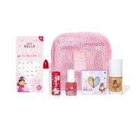 MISS NELLA Coffrets de Maquillage pour Enfants, 3 Variations avec Vernis à Ongles Pelable, Paillettes, Parfum, Baume à Lèvres, Ombre à Paupières, Autocollants, Sac en Filet Rose (Goldie Boldie)