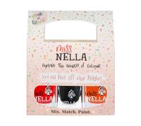Miss Nella Halloween: SET de 3 vernis à ongles peel off, sans odeur, sans eau et sauf pour les enfant- Poppy Fields (orange), Surprise Party (paillettes noires) & Class Clown (rouge)