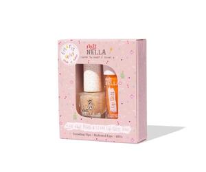 Miss Nella Magic Spell Lips & Tips duo - Gloss à lèvres parfumé + Vernis à ongles pailleté pour enfants, avec formule peel-off, à base d'eau et sans odeur