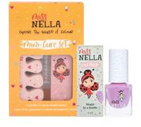 Miss Nella NAIL KIT & NAIL POLISH- Ensemble d'accessoires pour enfants + Bubble gum vernis à ongles peel off, autocollants pour ongles, tatouages, limes à ongles et séparateurs d'orteils