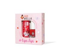 Miss Nella Nail Polis + Lip Balm set- Special Red Nail Polish for Kids- STRAWBERRY ’N’ CREAM, with Peel-off, Water Based & Odour Free Formula + LUVVY WUVVY red hypoallergenic lip balm