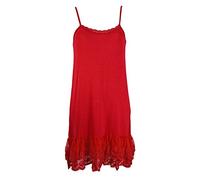 Miss Rouge : Fond de Robe à Bretelle en Viscose et DentelleRouge, Taille Unique