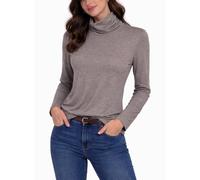 Miss Rouge sous-Pull Femme en Viscose - Col roulé - Manches Longues - Top Fin Basique pour Superposition - Idéal Automne/Hiver