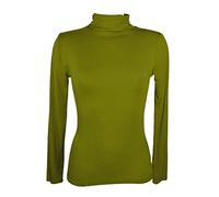 Miss Rouge:T-Shirt, sous Pull Femme,Manches Longues,col roulé (Kaki)