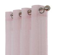 MISS SELECTEX Lot de 2 Rideaux Transparents en Lin Naturel - Rideaux Semi-Transparents texturés à œillets pour Chambre de Fille et Salon, Rose poudré, 132,1 x 241,3 cm de Long