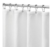 Miss SELECTEX Rideau de Douche en Tissu gaufré Mat imperméable, 230 g/m², Robuste, Durable, Lavable en Machine (183 x 183 cm, Blanc)