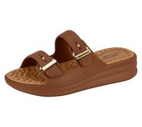 Miss Shoes Sandales à bout ouvert à double sangle réglable avec boules de massage à bulles, moka, 39 EU