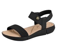 Miss Shoes Sandales à bride arrière avec sangle de cheville élastique et semelle intérieure confortable rembourrée, Noir , 38 EU