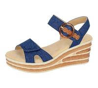 Miss Shoes Sandales compensées à bout ouvert pour femme, Bleu marine denim, 37 EU