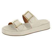 Miss Shoes Sandales plates à bout ouvert à double boucle avec semelles compensées, ecru, 40 EU