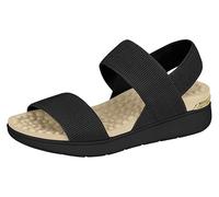 Miss Shoes Sandales plates élastiques à bout ouvert avec semelle intérieure massante à bulles, Noir , 37 EU