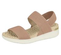 Miss Shoes Sandales plates élastiques à bout ouvert avec semelle intérieure massante à bulles, nude, 41 EU