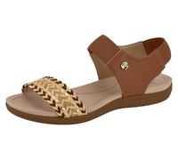 Miss Shoes Sandales plates élastiques à bride de cheville avec bride d'orteil tissée et semelle anatomique, noisette, 40 EU