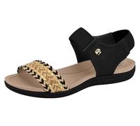 Miss Shoes Sandales plates élastiques à bride de cheville avec bride d'orteil tissée et semelle anatomique, Noir , 41 EU